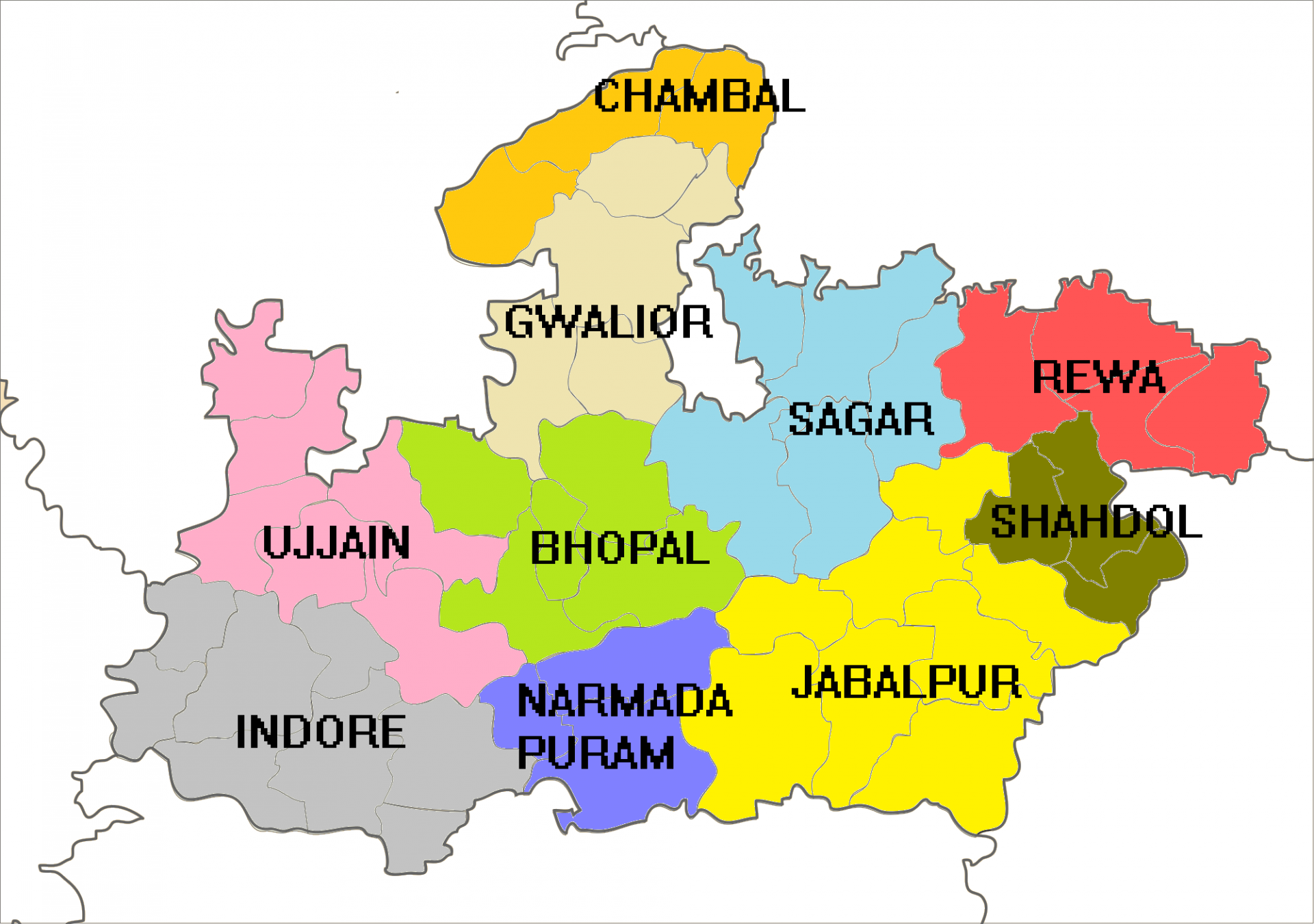 Divisions Of Madhya Pradesh 1920x1350 